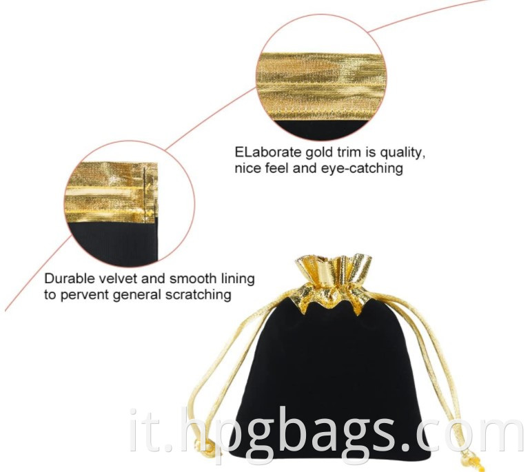 Black Gold Cloth Drawstring Pouch